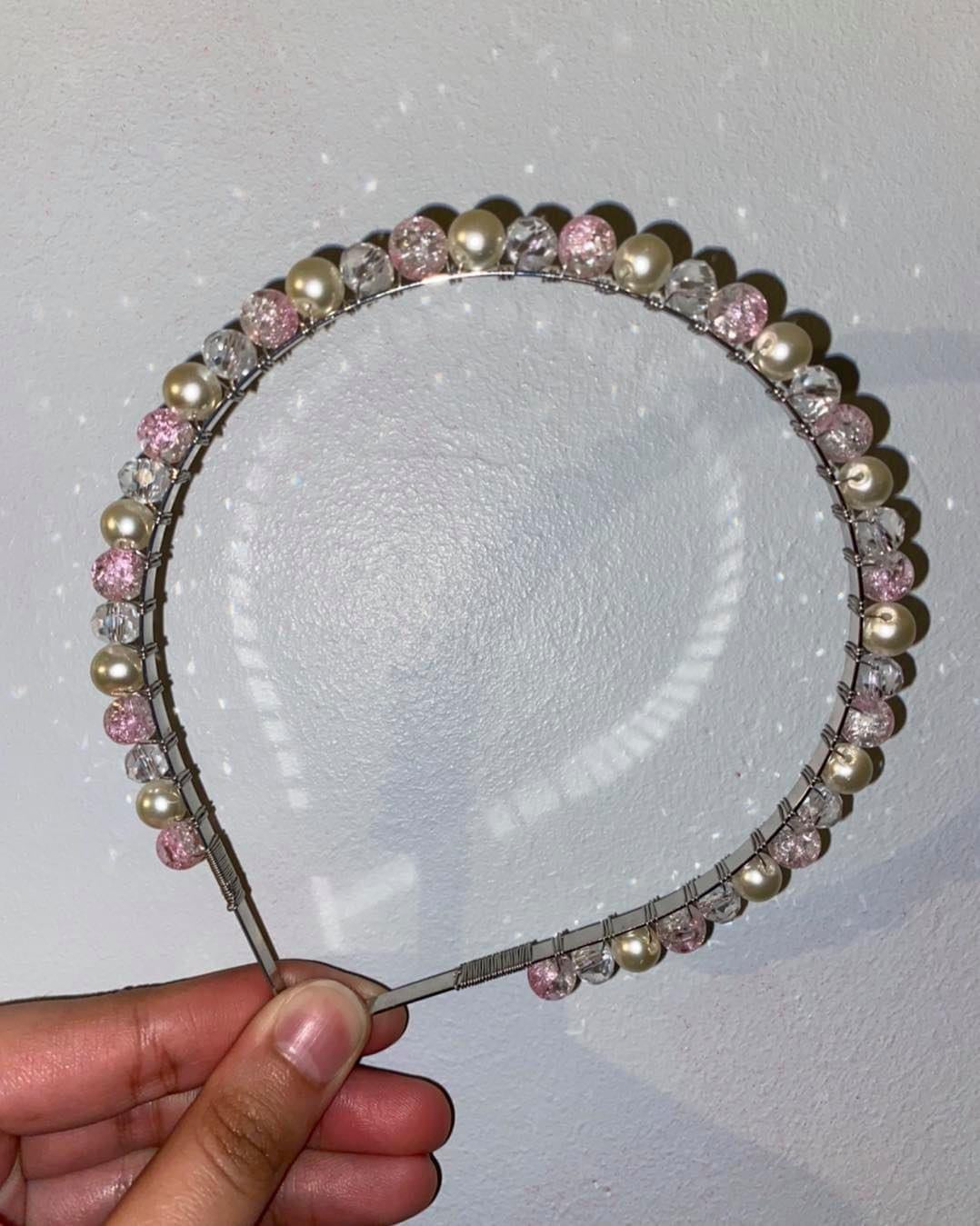 Pink & Cream Pearl Hairband